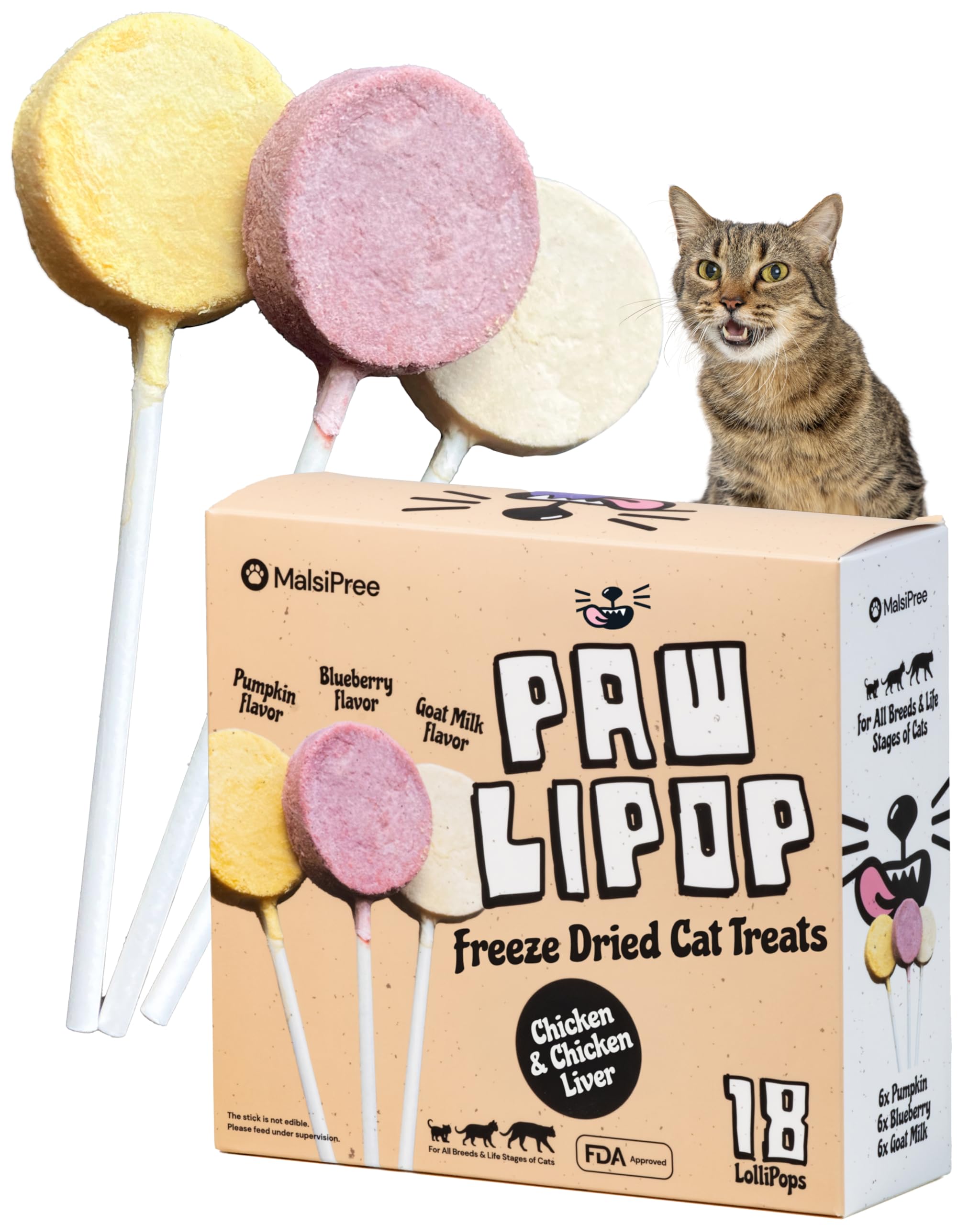 Amazon.com: MalsiPree Cat Lollipop Treats - Freeze-Dried Chicken